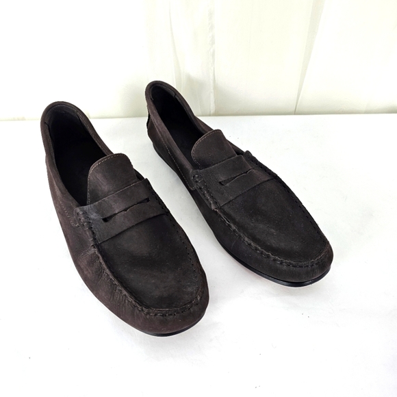 Laurent Effel Other - Laurent Effel Chocolate Brown Suede Leather Loafer Driving Shoe Size 44